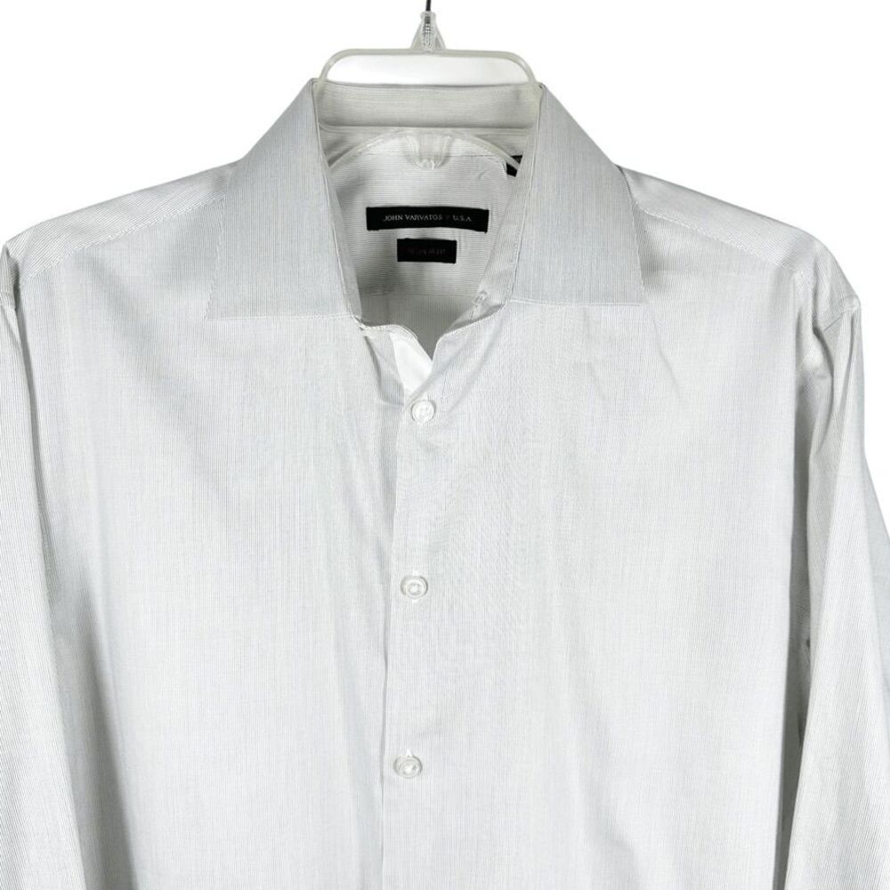 John Varvatos Regular Fit Button shirt Logo Cotton Stretch Mens size 15.5 34/35 - Picture 10 of 11